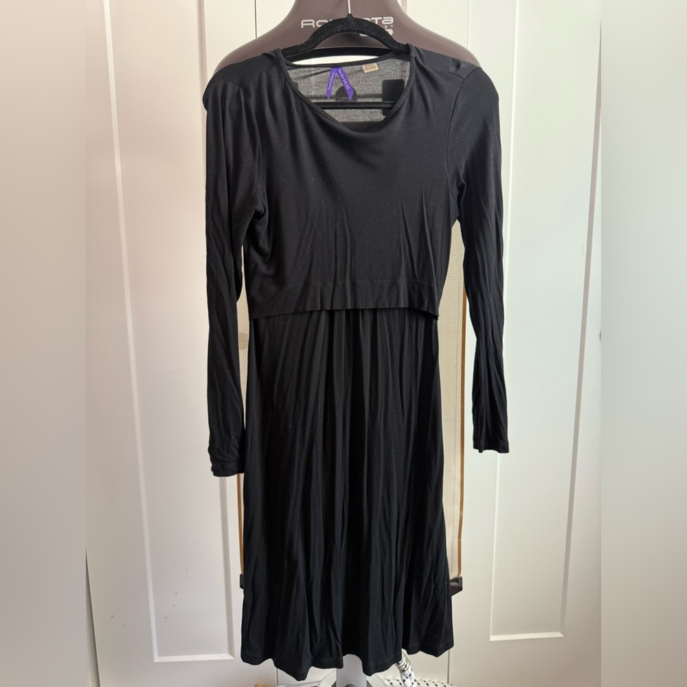 Seraphine Black Long-Sleeve Nursing Dress (Sz 2)
